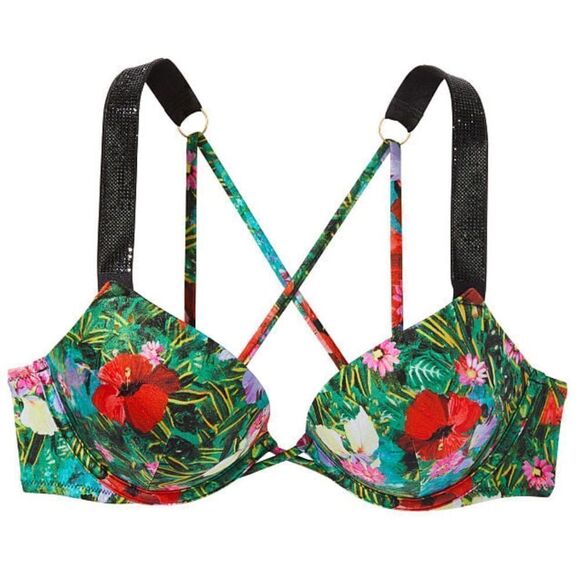 Victorias Secret Swim Bombshell Shine Strap Add-2-Cups Push Up Bikini Top 38DD - Picture 1 of 8